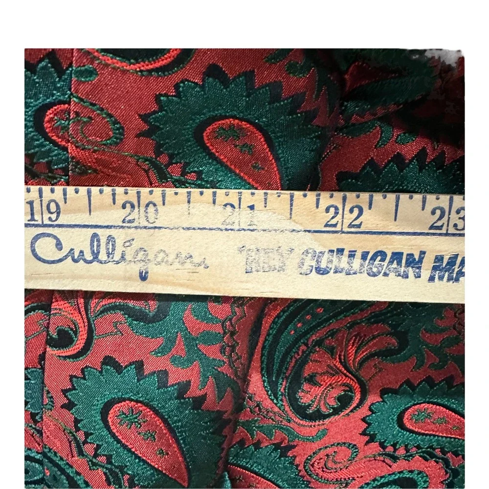 Christmas Paisley Tuxedo Jacket Red Green  Blazer Mens M Shawl Lapel Coofandy
